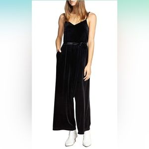 NWOT Velvet Jumpsuit with satin straps